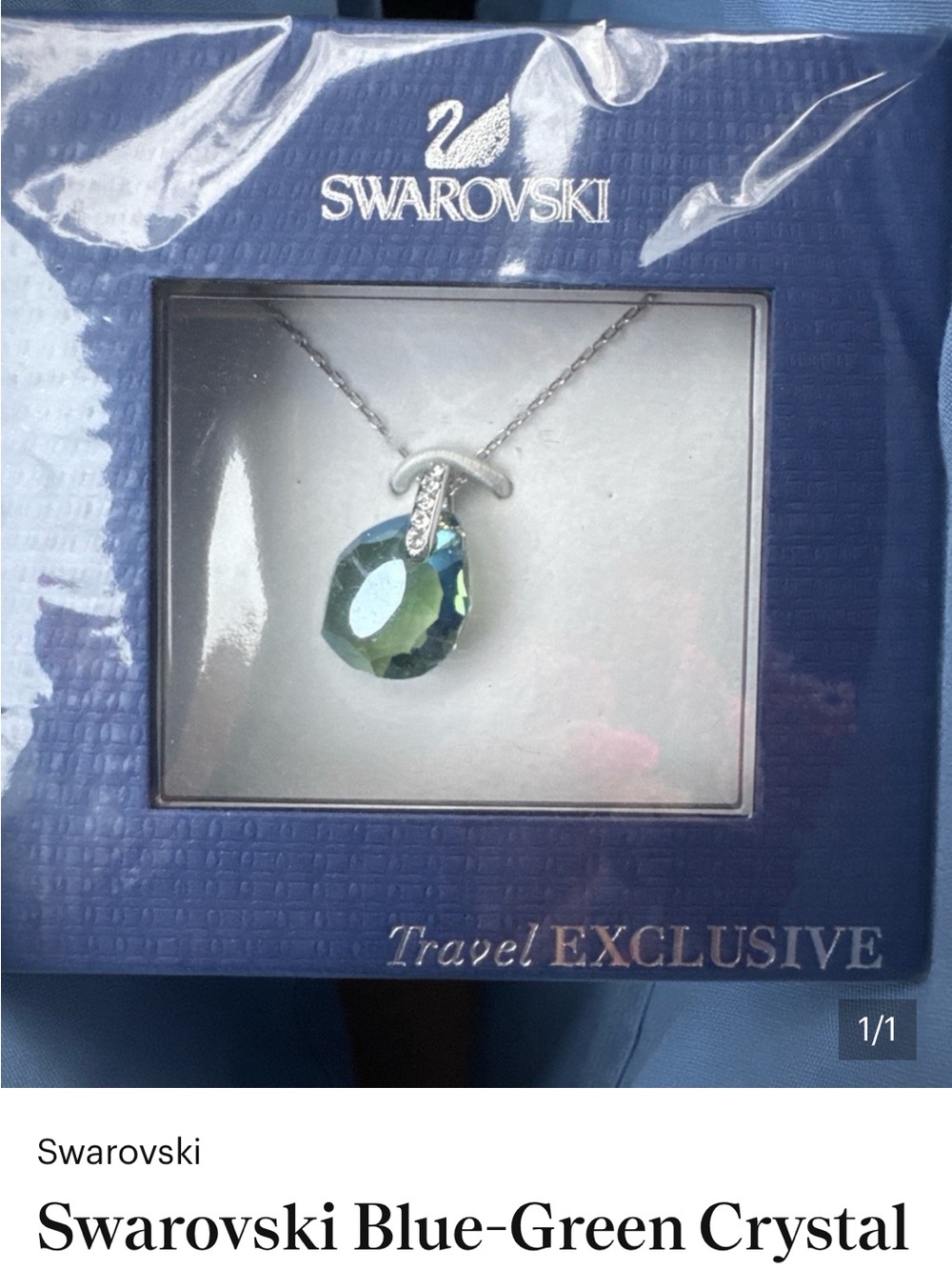 Swarovski Teardrop Crystal Necklace in Blue-Green